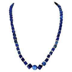 One-of-a-Kind Lapis Lazuli Cube Necklace - Blue Lapis & Stainless Steel Accents