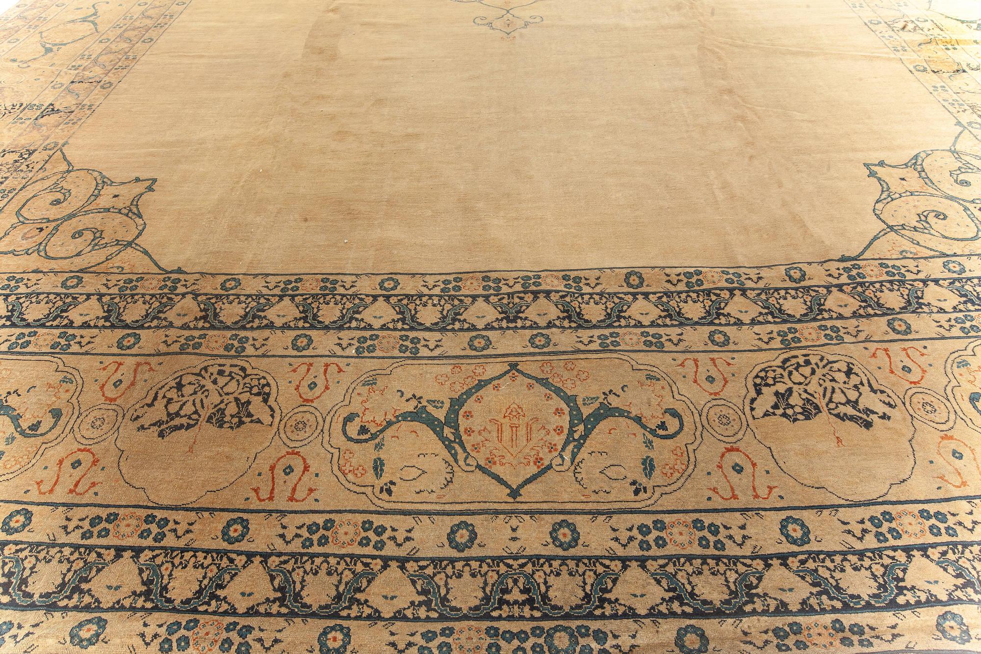 Large Antique Persian Tabriz Handmade Wool Rug For Sale 2