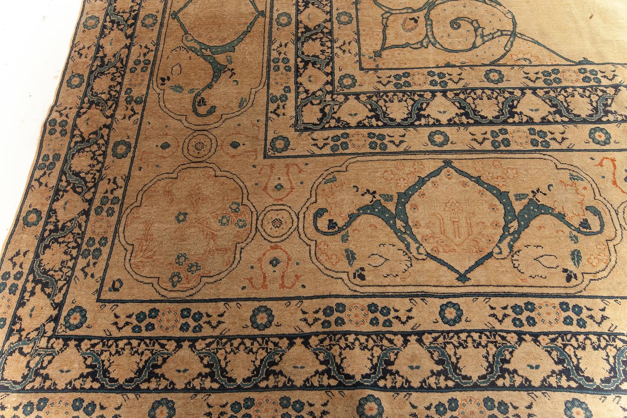 Large Antique Persian Tabriz Handmade Wool Rug For Sale 3