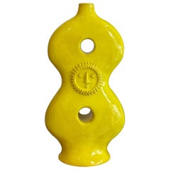 One of a Kind Large Yellow Ceramic Lamp Base or Sculpture Signed by Dalo