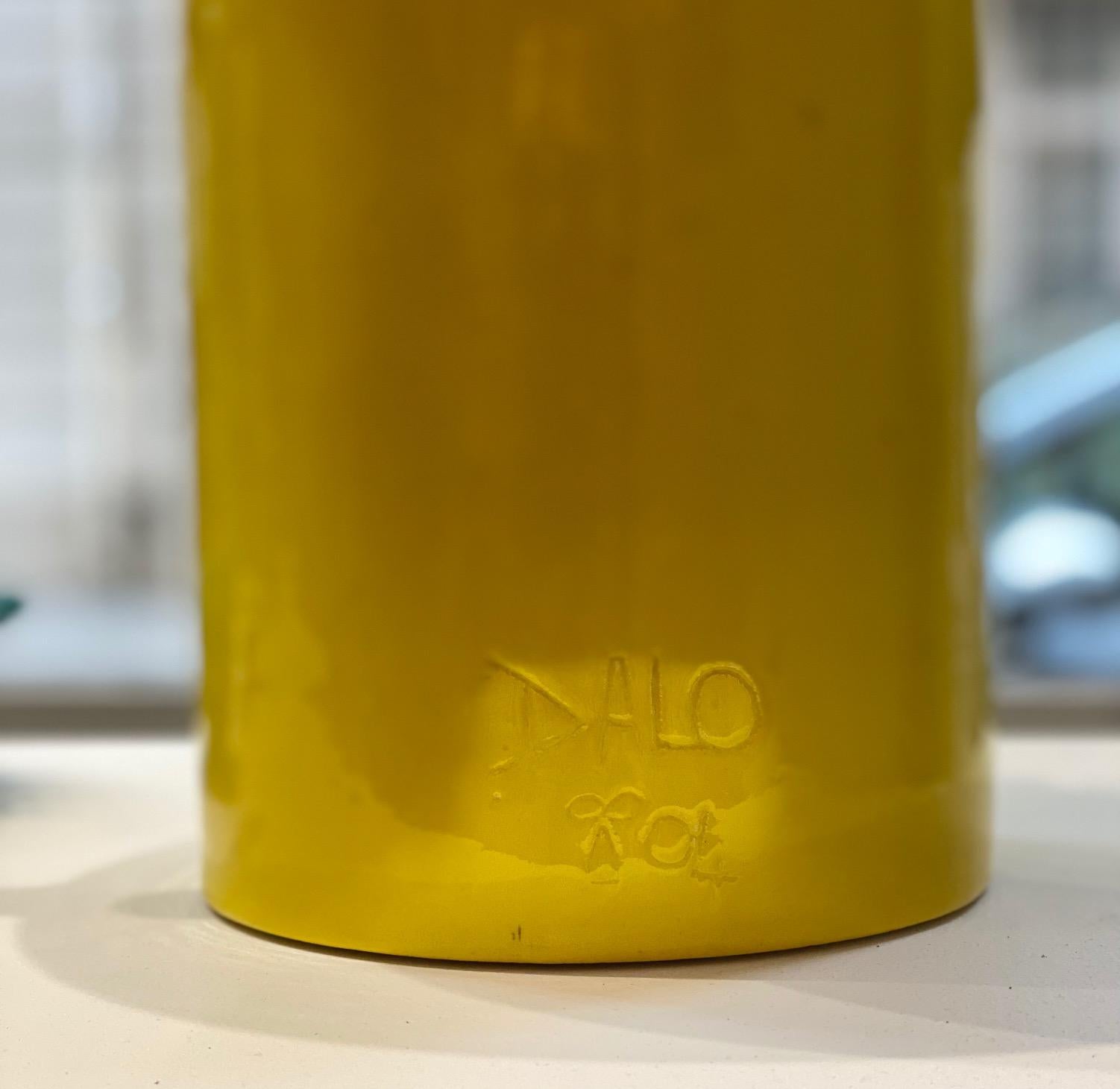 One of a Kind Large Yellow Ceramic Vase or Sculpture Signed by Dalo For Sale 3