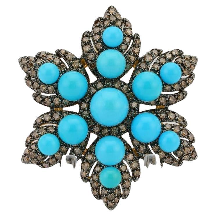 One of a Kind Levian Piece / 32 Ct Diamond & AAA Sleeping Beauty Turquoise / 14K For Sale