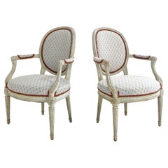One of a Kind Louis XV Style Chairs in Dedar "Cherry Oh" Fabric