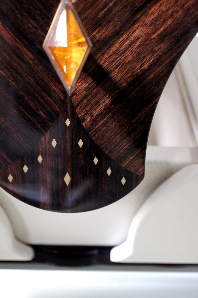 One-of-a-kind Macassar Wood and Amber Handle Console Table For Sale at ...