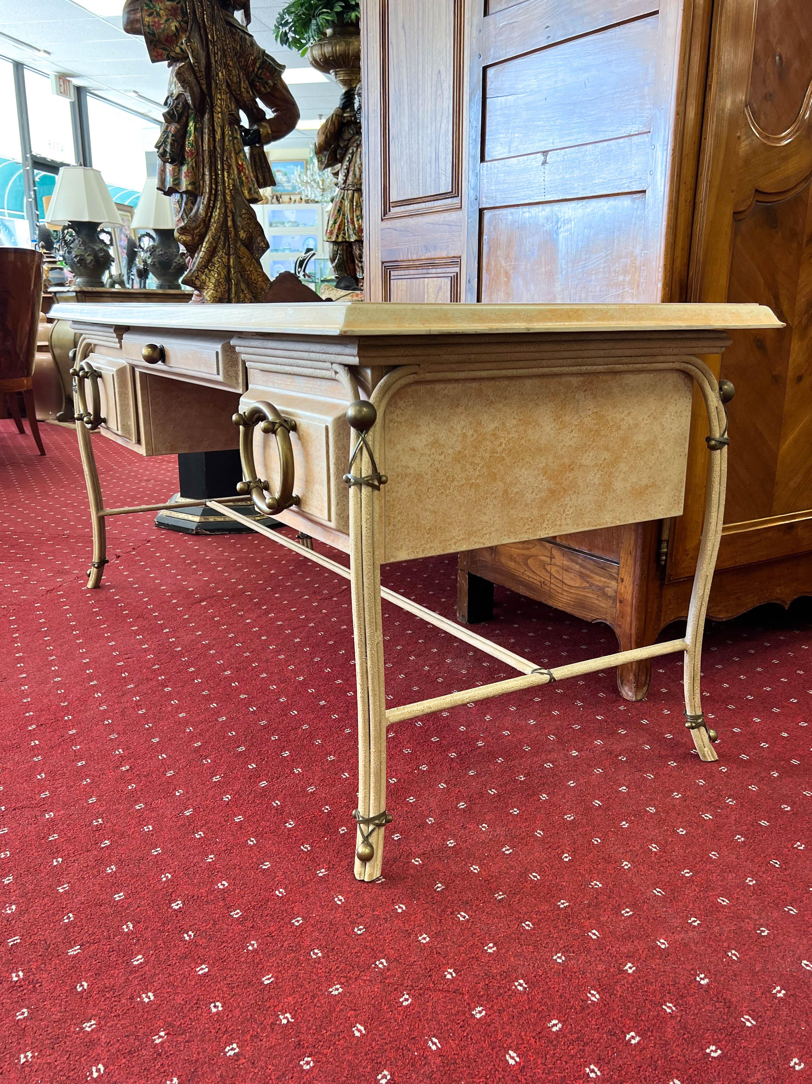 Nautical Style Executive Desk In Good Condition For Sale In Palm Beach Gardens, FL