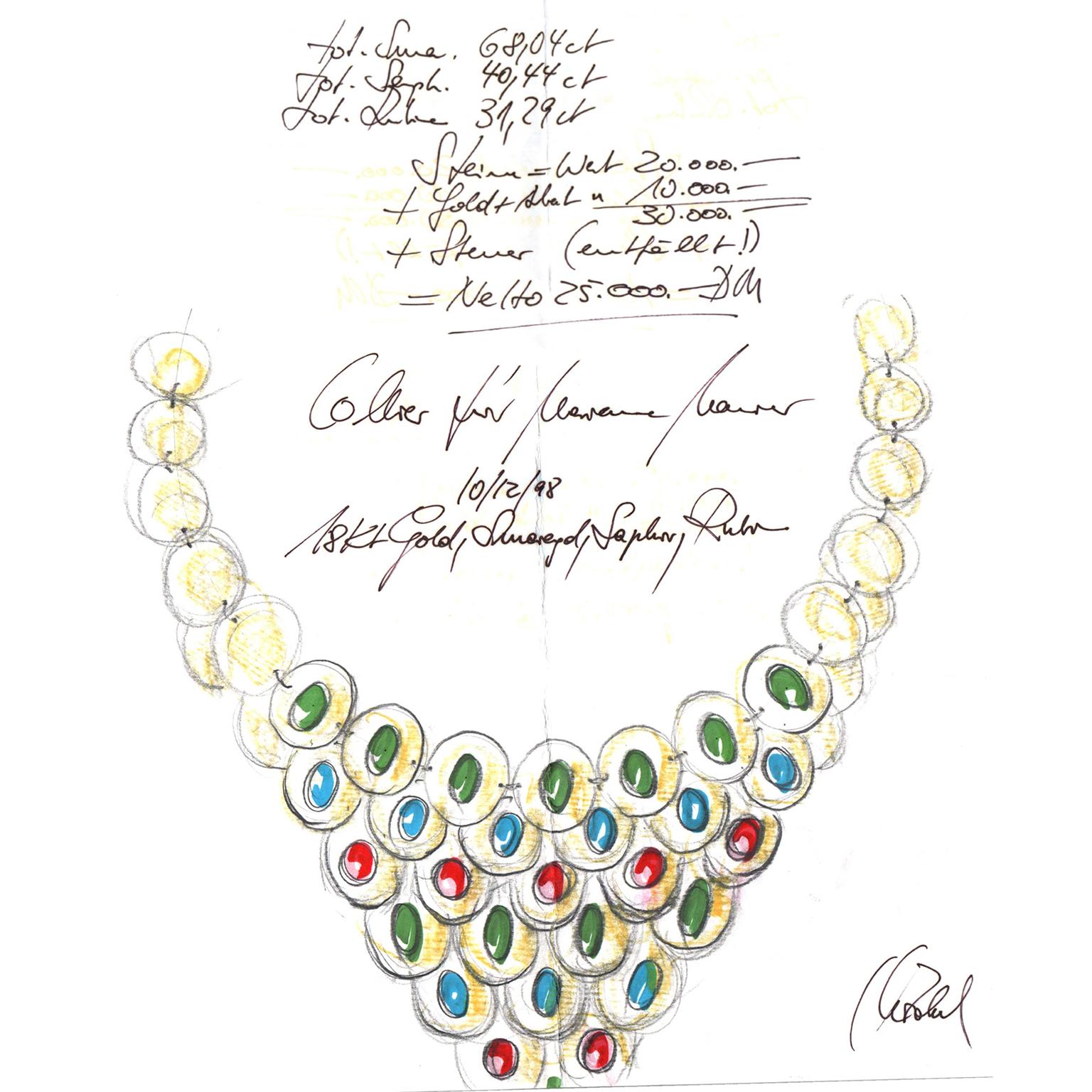 One-of-a-kind Michael Zobel Modernist Gold Necklace For Sale 1