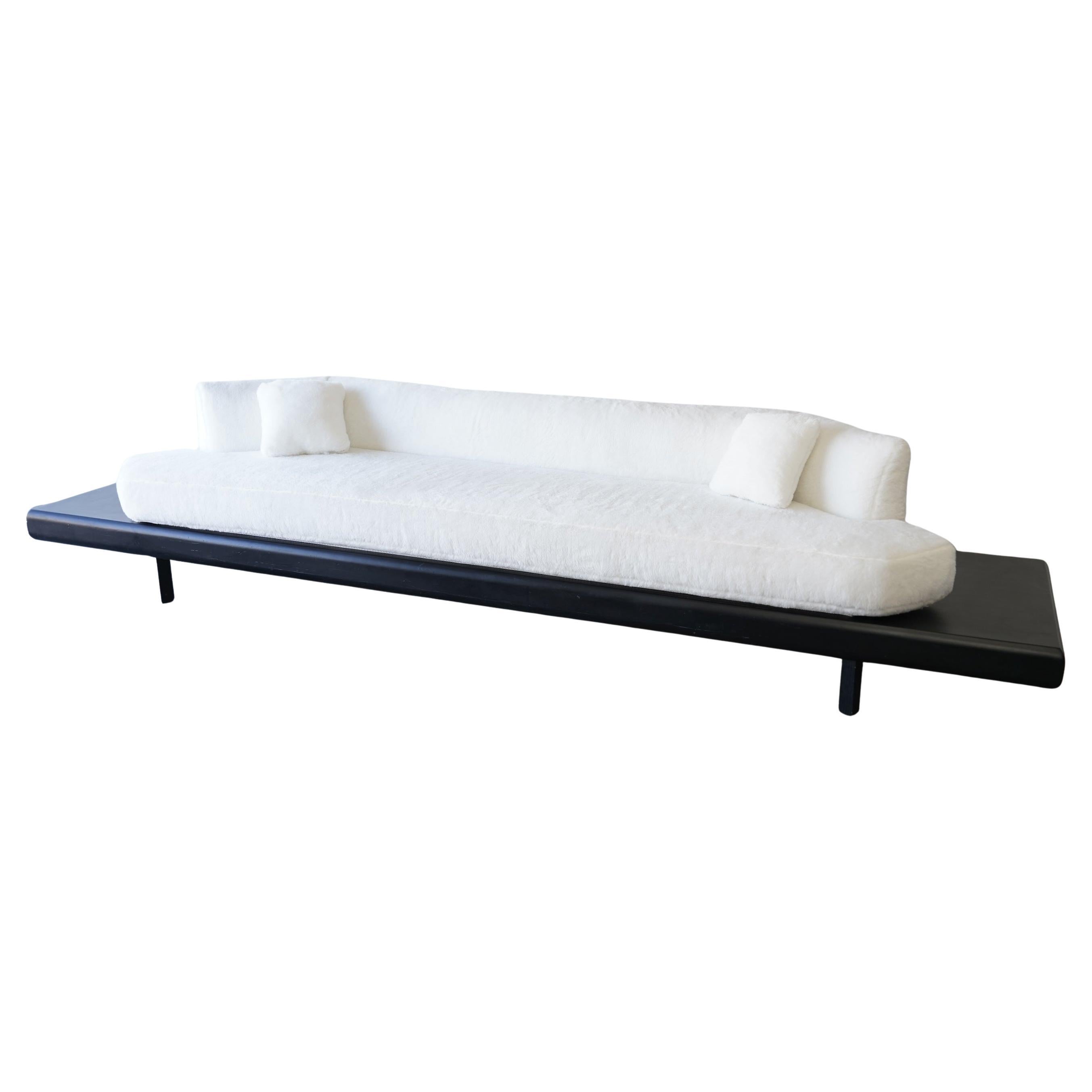 One Of a Kind Mid-Century  1950’s  Black & White 11ft Sofa Style of Pearsall