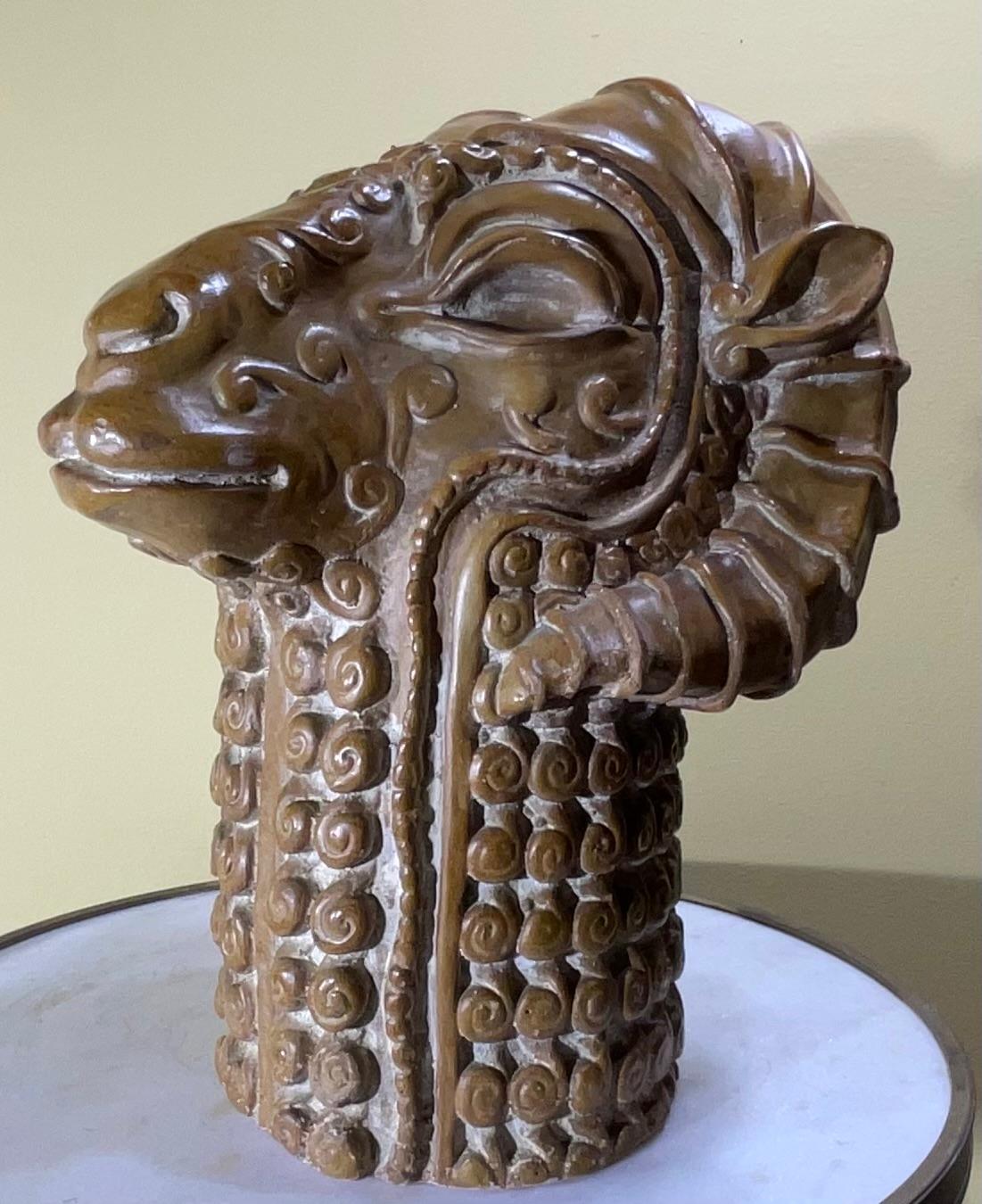 Scultura di testa di ariete in ceramica, unica nel suo genere, della metà del secolo scorso in vendita 7