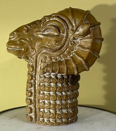 One Of A Kind Mid-Century Modern Ceramic Ram Head Sculpture