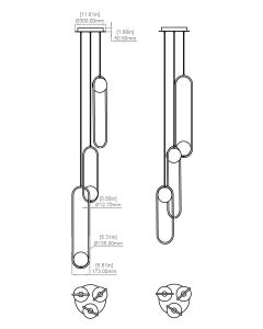 One-of-a-Kind Mila 5 three pendant fixture pair in Custom Sterling Silver