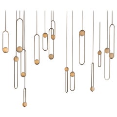 One-of-a-Kind Mila 5 three pendant fixture pair in Custom Sterling Silver