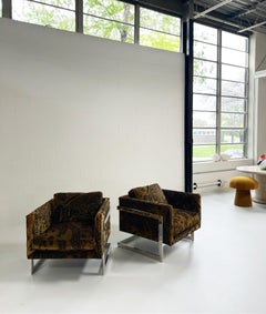One-of-a-Kind Milo Baughman Lounge Chairs Restored in Dedar Tiger Mountain, Pair