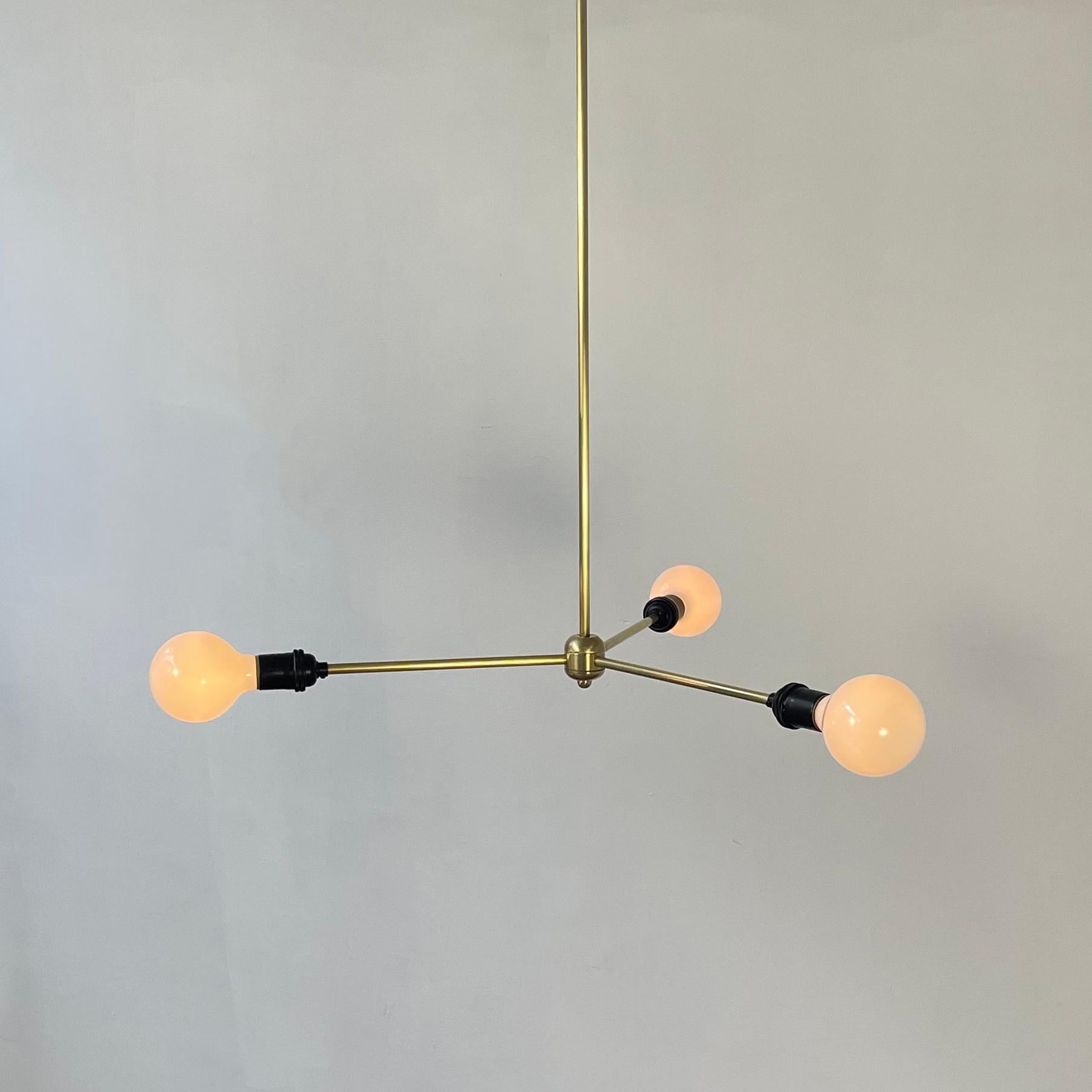 One of a Kind Modern Black and Brass Industrial Chandelier, Hardwired For Sale 4