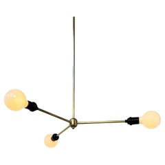 One of a Kind Modern Black and Brass Industrial Chandelier, Hardwired