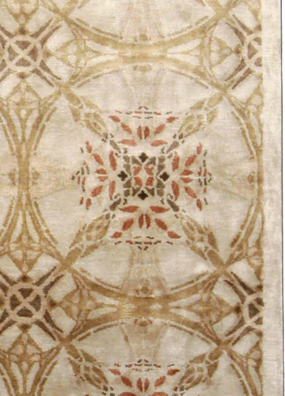 One-of-a-kind Modern Botanic Handmade Silk Rug by Doris Leslie Blau For Sale 1