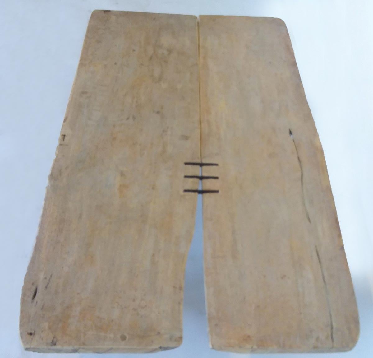 Wood Modern Organic Coffee Table with Metal Inlay by Dos Gallos Studio