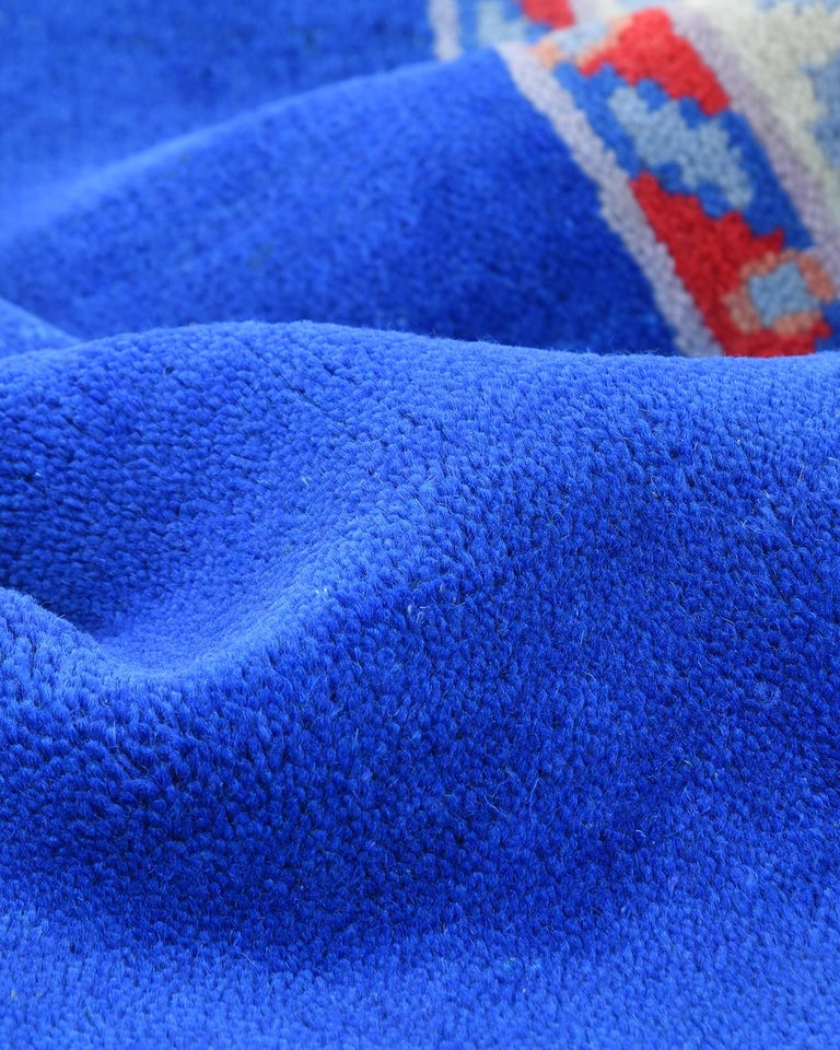 OneofaKind Modern Viscose Wool Blend Hand Loomed Area Rug, Royal at