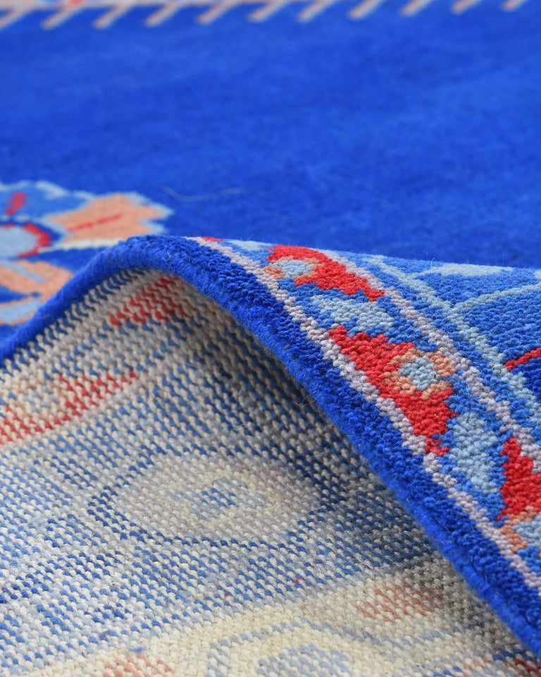 OneofaKind Modern Viscose Wool Blend Hand Loomed Area Rug, Royal at