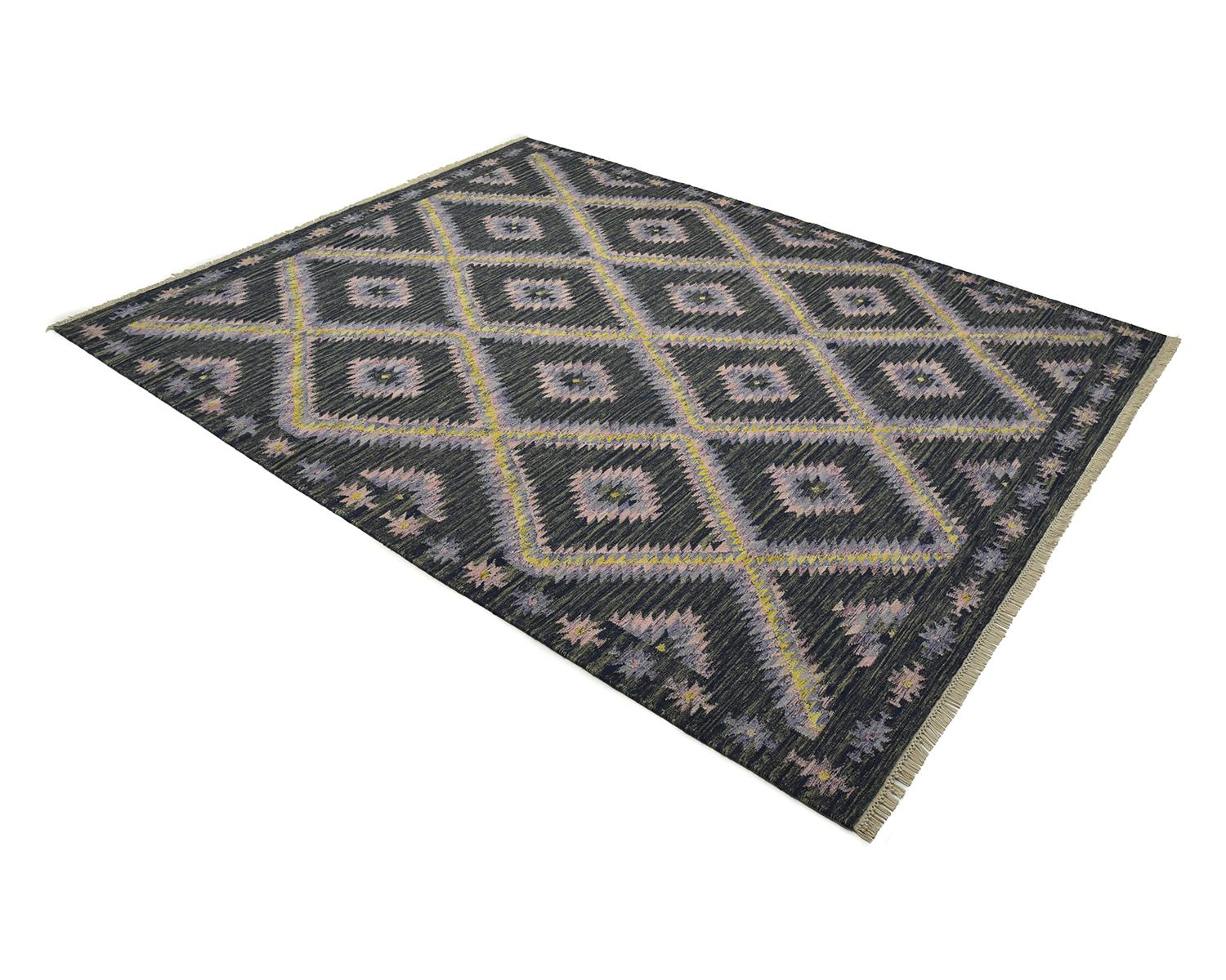 One of a Kind Modern Wool Handwoven Area Rug, Stone 2