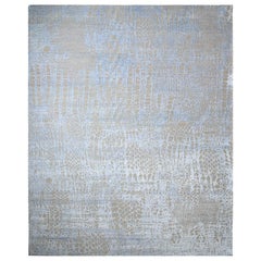 One of a Kind Modern Wool Viscose Blend Handmade Area Rug, Latte