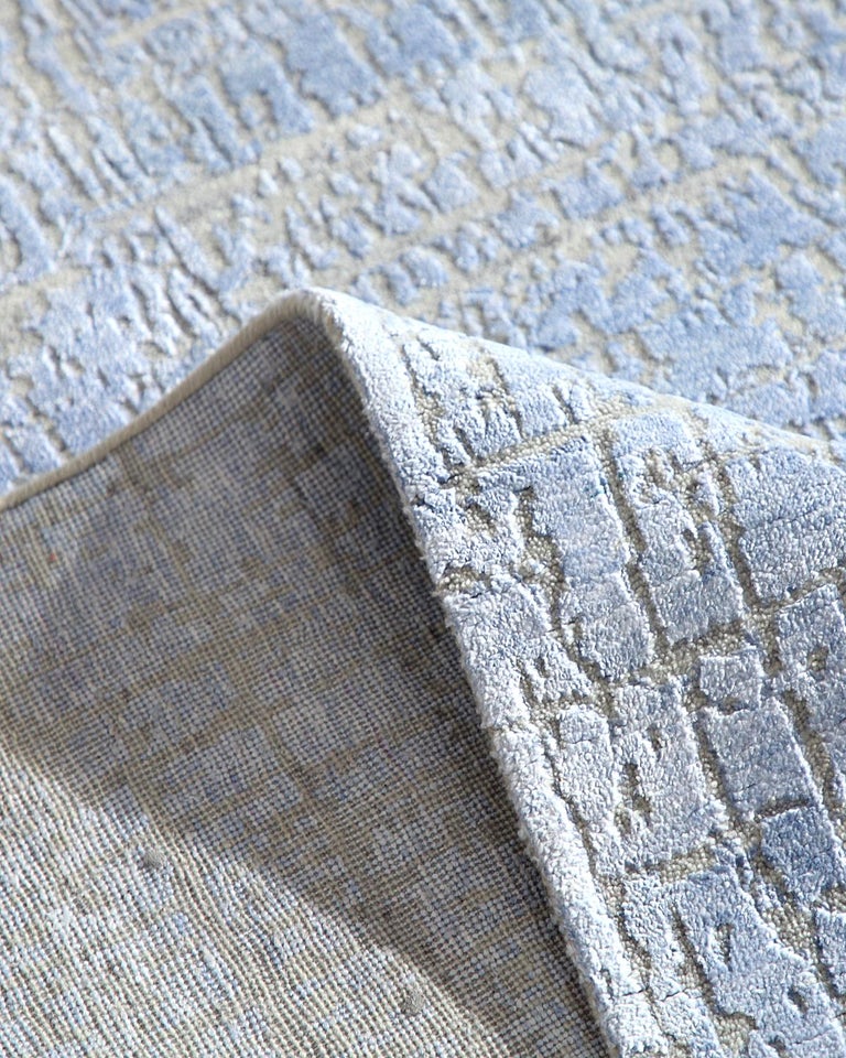 OneofaKind Modern Wool Viscose Blend Handmade Area Rug, Mist at 1stDibs