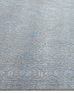 One-of-a-Kind Modern Wool Viscose Blend Handmade Area Rug, Mist