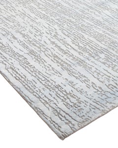One-of-a-Kind Modern Wool Viscose Blend Handmade Area Rug, Mist
