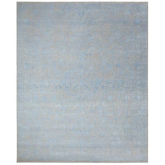 One-of-a-Kind Modern Wool Viscose Blend Handmade Area Rug, Mist