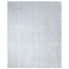 One-of-a-Kind Modern Wool Viscose Blend Handmade Area Rug, Mist