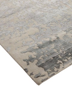 One-of-a-Kind Modern Wool Viscose Blend Handmade Area Rug, Oat