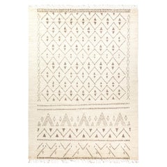 One-of-a-Kind Moroccan Wool Cotton Blend Handmade Area Rug, Ivory
