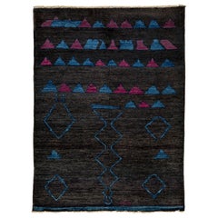 One of a Kind Moroccan Wool Hand Knotted Area Rug, Onyx