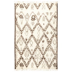 One of a Kind Moroccan Wool Hand Knotted Area Rug, Parchment