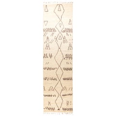 One-of-a-Kind Moroccan Wool Hand Knotted Runner Rug, Parchment