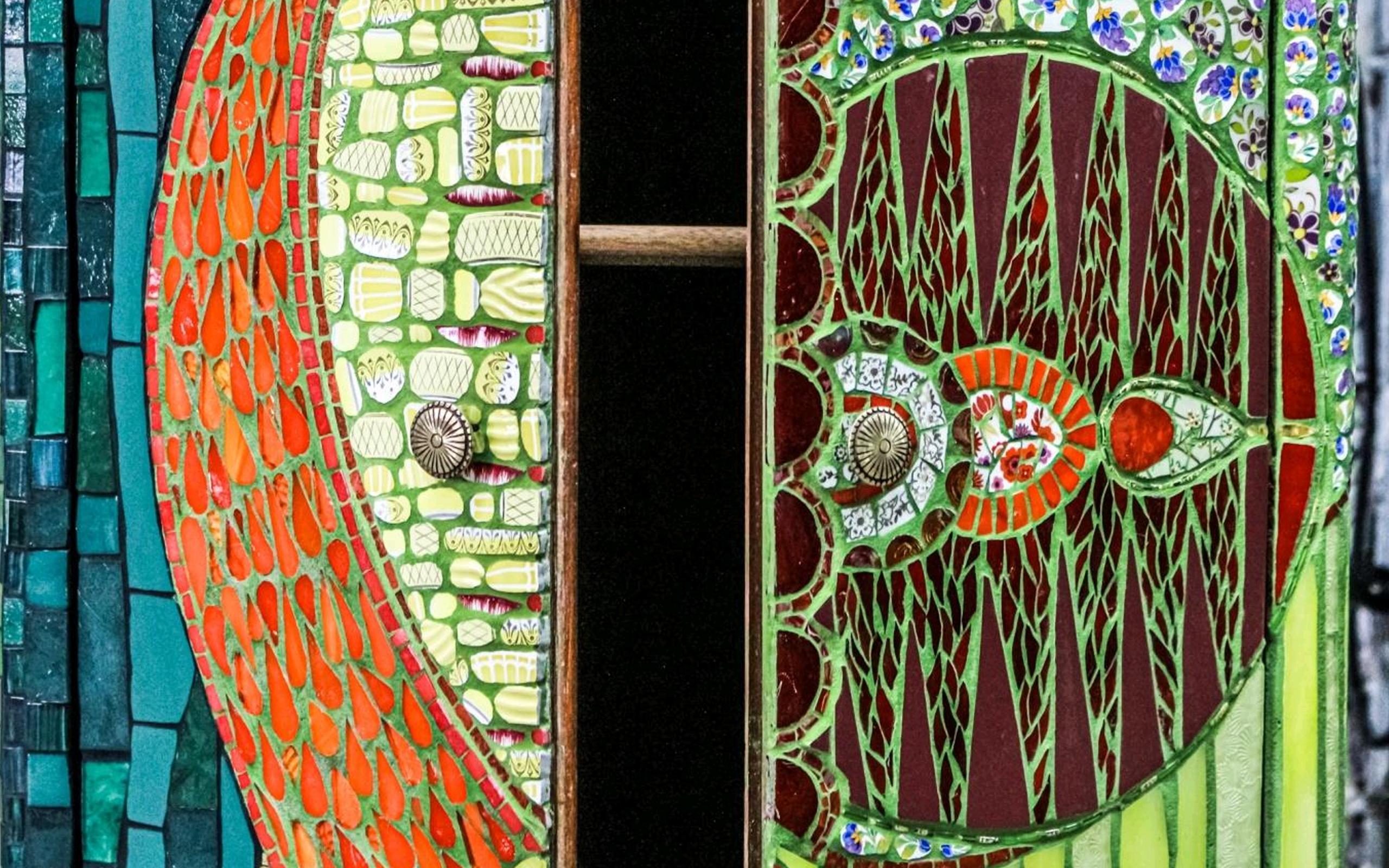 Ceramic Mosaic Cabinet, Dry Bar Aboriginal Inspiration, France For Sale