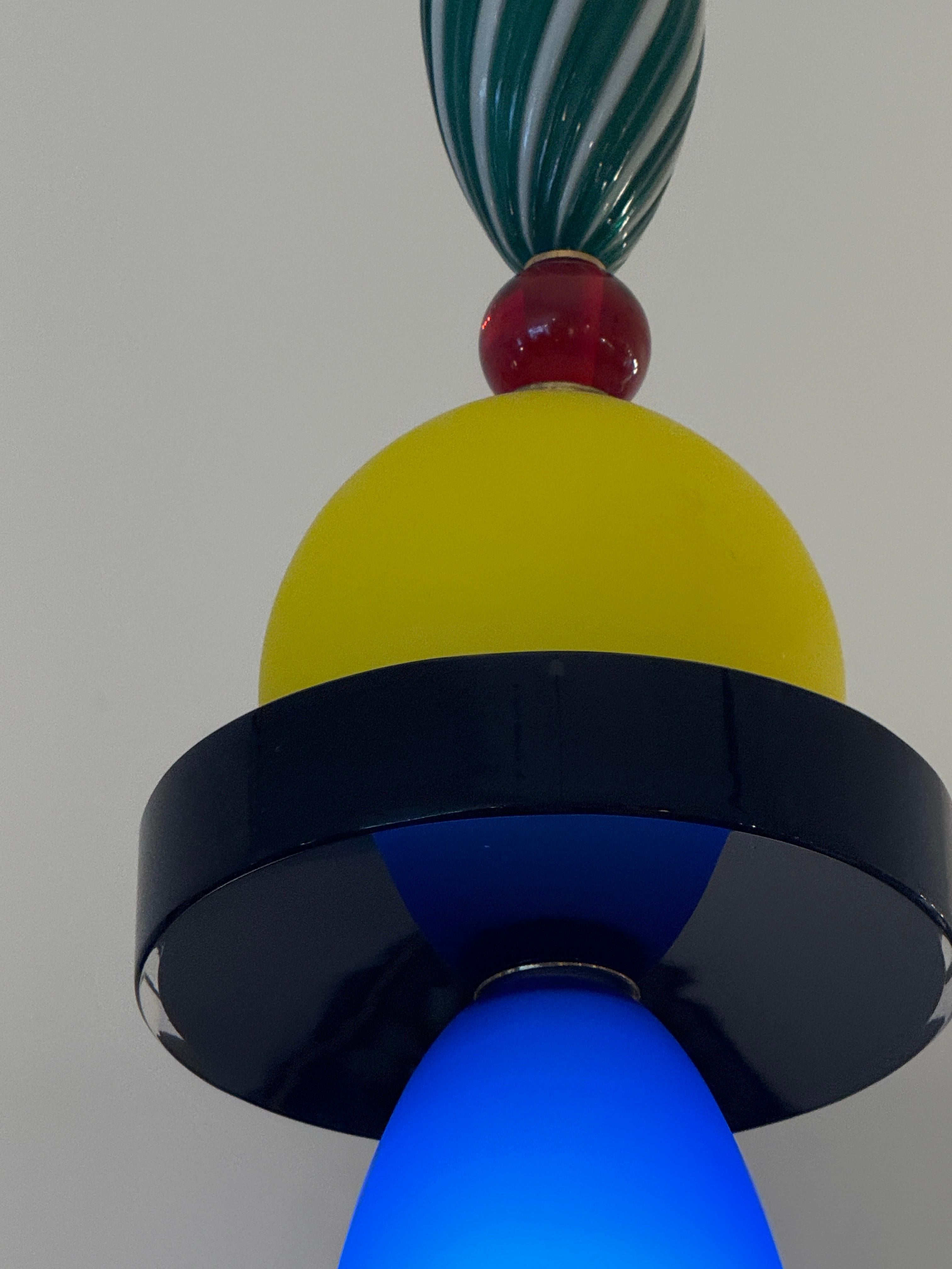 One-of-a-kind Murano Multi-Colored Italian Pendant Light For Sale 1