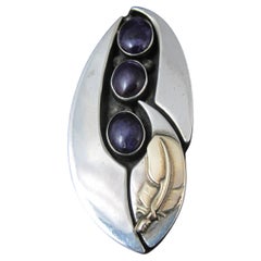 Huge One of a Kind Navajo Sugilite Feather Ring Wilbert Cora Vandever 14K 925