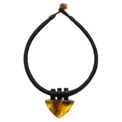 One-of-a-kind Necklace in Amber and Leather from the Danish Brand