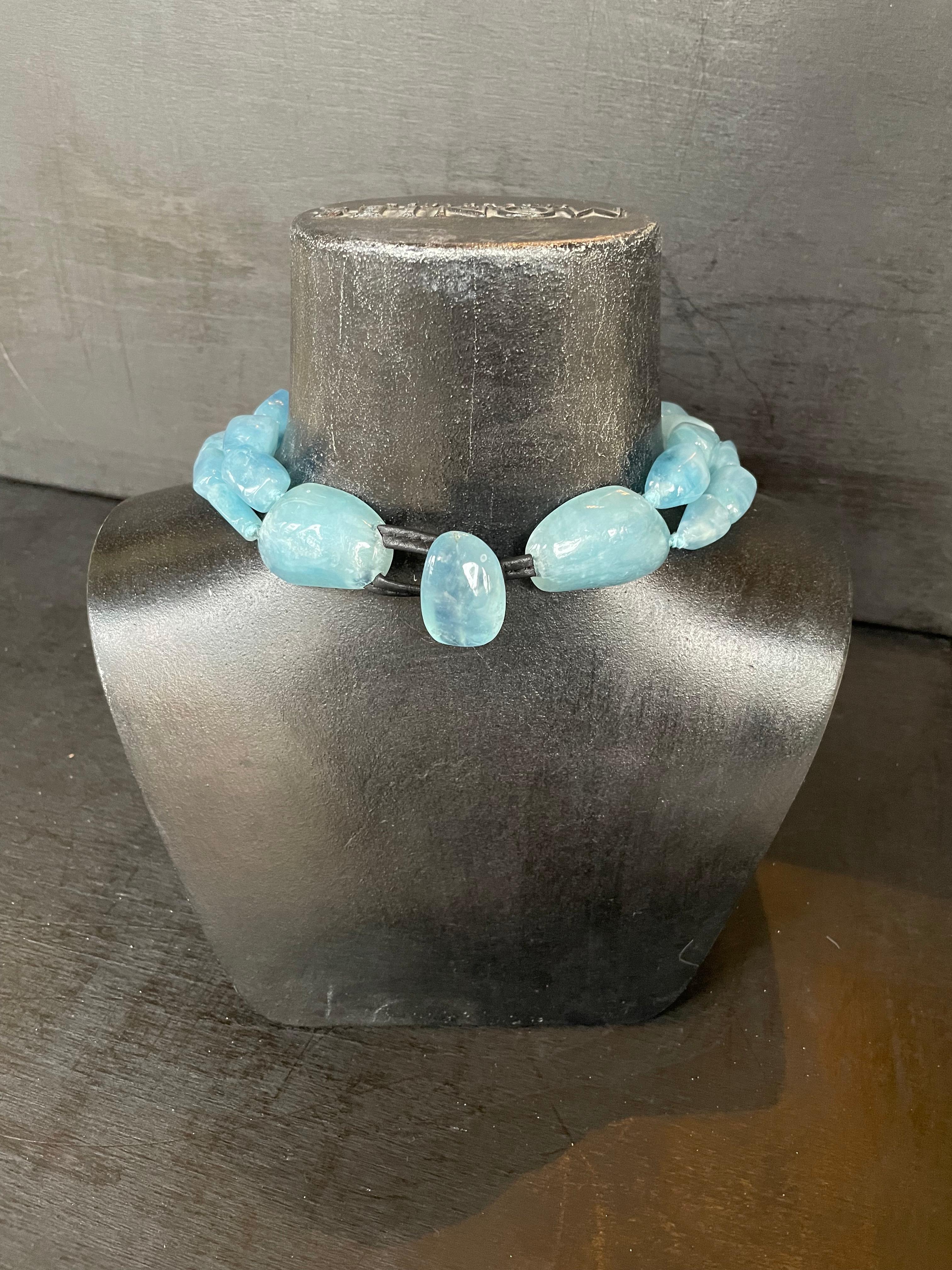 Tumbled One-of-a-kind Necklace in Aquamarine from the Danish Brand Monies For Sale