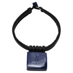 One-of-a-Kind Necklace in Lapis Lazuli and Leather from the Danish Brand Monies