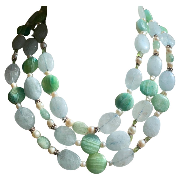 Apatite Bead and Amazonite Spike Pendant Necklace 40-inch Length Apatite Bead and Amazonite Spike Pendant Necklace 40-inch Length