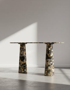 One-of-a-Kind Nero Picasso Marble Console Table, Abstract Stone Entryway Table