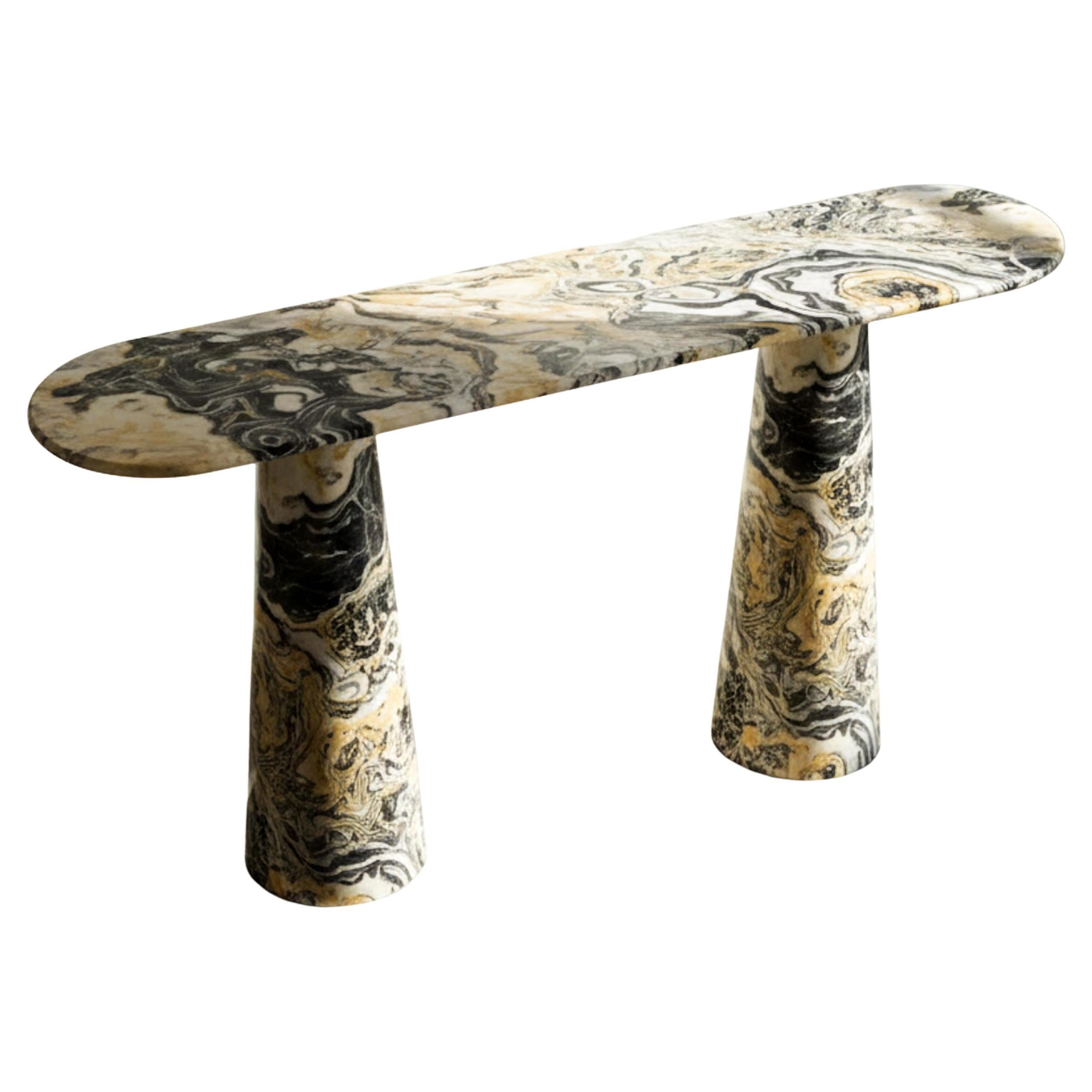 One-of-a-Kind Nero Picasso Marble Console Table, Abstract Stone Entryway Table