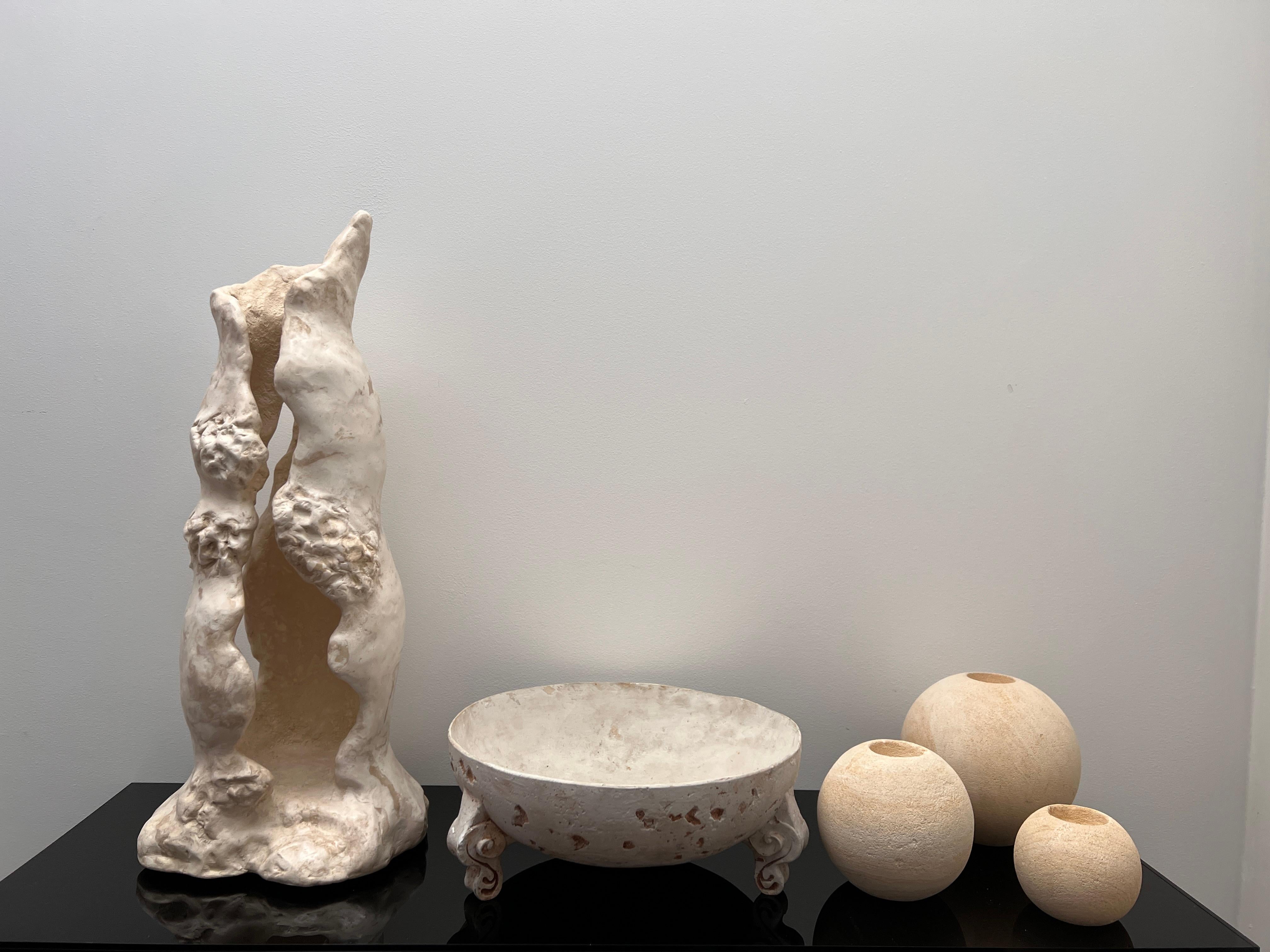 Hand-Crafted One Of a Kind  Open Vessel Hand Crafted in Scagliola in Neutral Colours For Sale