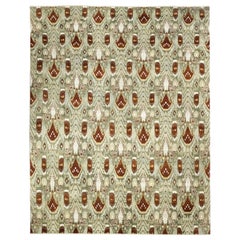 One-of-a-Kind Oriental Ikat Wool Hand Knotted Area Rug, Olive