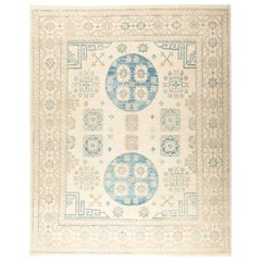 One-of-a-Kind Oriental Khotan Wool Hand Knotted Area Rug, Sepia