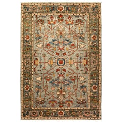 One of a Kind Oriental Serapi Hand Knotted Area Rug, Sage