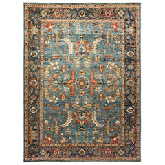 One of a Kind Oriental Serapi Hand Knotted Area Rug, Steel