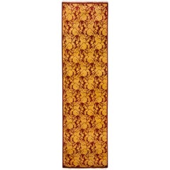 One-of-a-Kind Oriental Serapi Wool Hand Knotted Runner, Burgundy