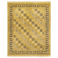 One-of-a-Kind Oriental Silky Oushak Wool Hand-Knotted Area Rug, Flax, 7
 10 x 10